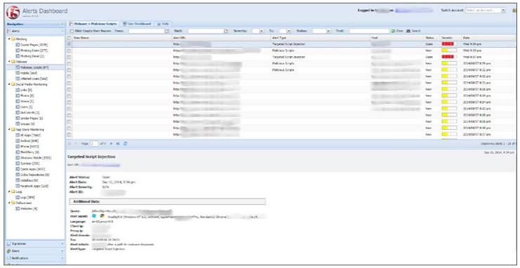 The Web Fraud Dashboard allows users to monitor attacks targeting their organization in real time.