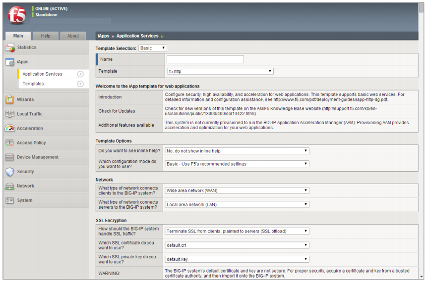 iApps Templates simplify application deployments.